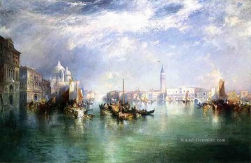  Venedig Kunst - Eingang zum Canal Grande Venedig Seestück Boot Thomas Moran